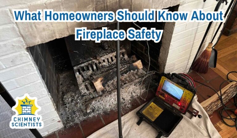 a fireplace being inspected to promote fireplace safety in a home in Philadelphia, PA