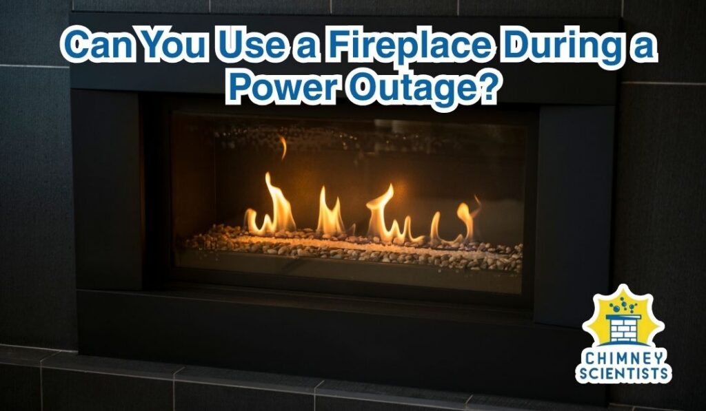 A gas fireplace being safely used during a power outage at night in a home in Gladwyne, PA